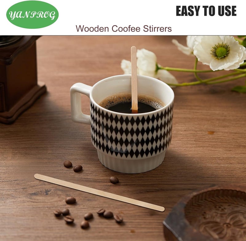 YANPROG Wooden Coffee Stirrers 5.5" Coffee Stir Sticks 1000 Pcs, Natural Birch Round End Thick Birch Wood Eco-Friendly， Suitable for Coffee, Cocktail and Hot Drinks - Image 4